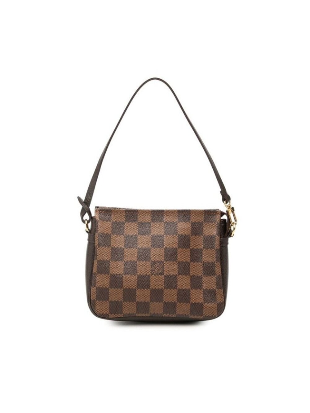 Louis Vuitton Damier Trousse Makeup Pouch Handbag Brown Leather
